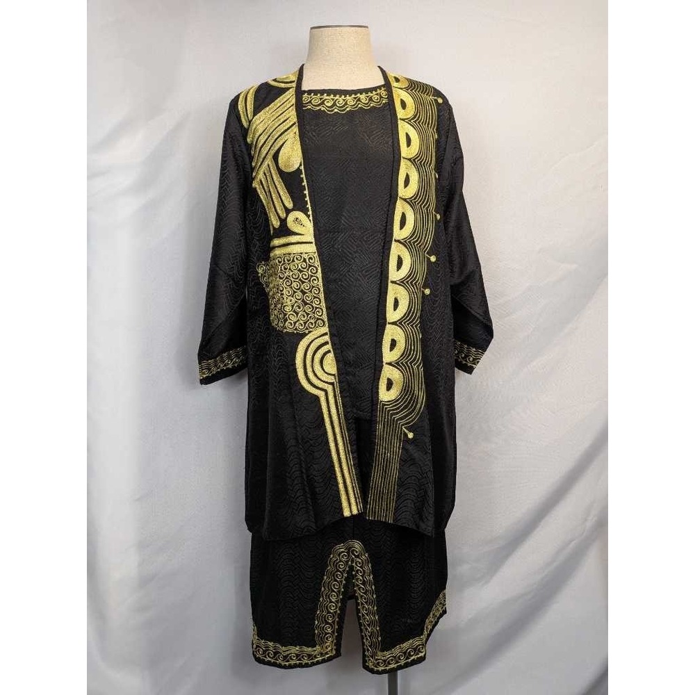 Rainbow Women's Black Gold Embroidered 3 Piece‎ Outfit Set Size One Size